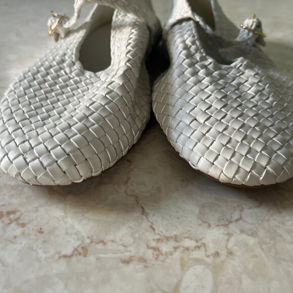 House of Harlow 1960 Sz 9.5 Bistro Woven White Ballet Flats - Picture 5 of 12